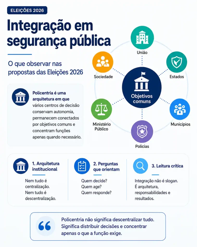 Infográfico sobre integração em segurança pública nas Eleições 2026