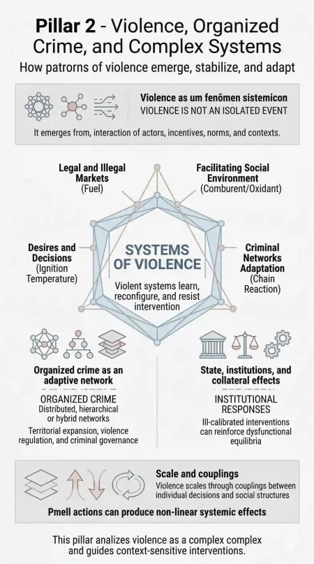 violence as a complex system diagram showing organized crime networks, social environment, incentives and institutional responses