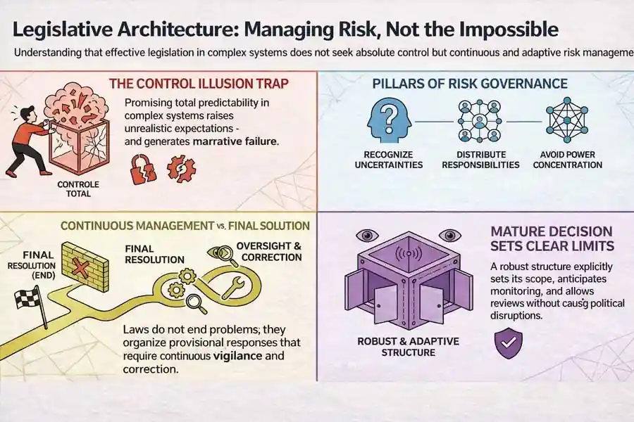 Legislative architecture in complex systems explaining risk governance, adaptive institutions and limits of control in public policy