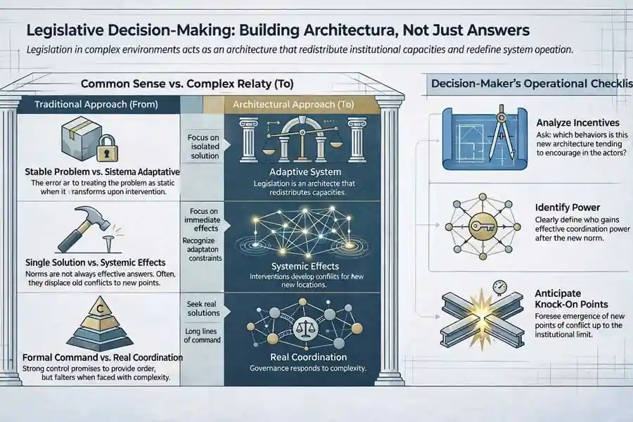 Legislative decision making in complex systems explaining architectural governance, systemic effects and institutional coordination in public policy