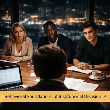 policy analysts discussing institutional decision making and behavioral foundations in legislative architecture