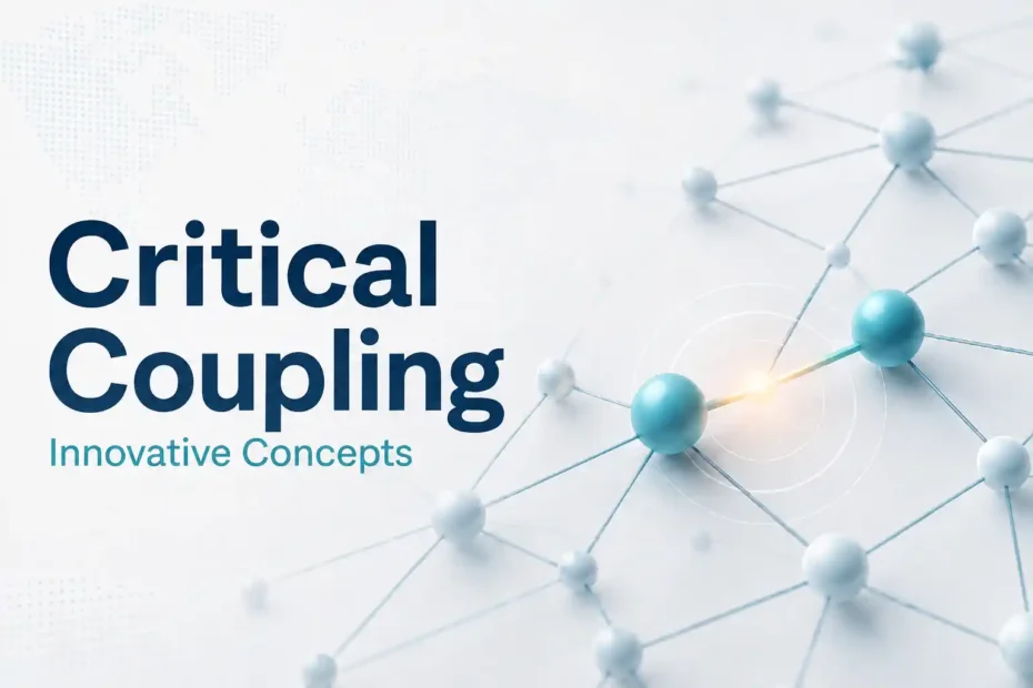 Critical coupling represented by a network of interdependent connections with one strategically sensitive link highlighted.
