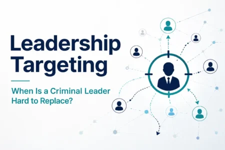 Leadership Targeting showing a criminal leader within a network and possible replacement pathways after removal.