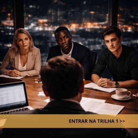 Reunião institucional mostrando tomada de decisão humana sob influência de persuasão e contexto social.