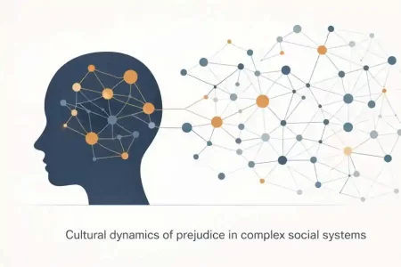 Conceptual illustration of cultural dynamics of prejudice connecting individual cognition and social networks in complex social systems.