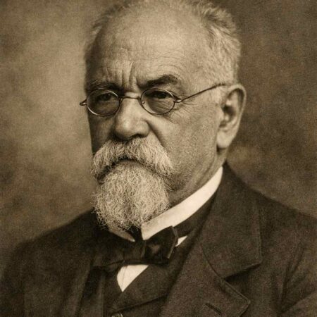Retrato histórico de Cesare Lombroso associado à teoria do criminoso nato e à crítica à inferência causal determinista.