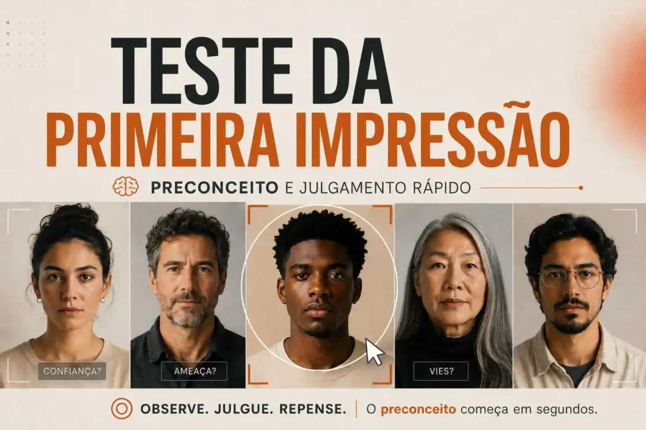 Faça o teste de primeira impressão e observe como julgamentos rápidos sobre aparência física podem se ligar a preconceitos inconscientes.