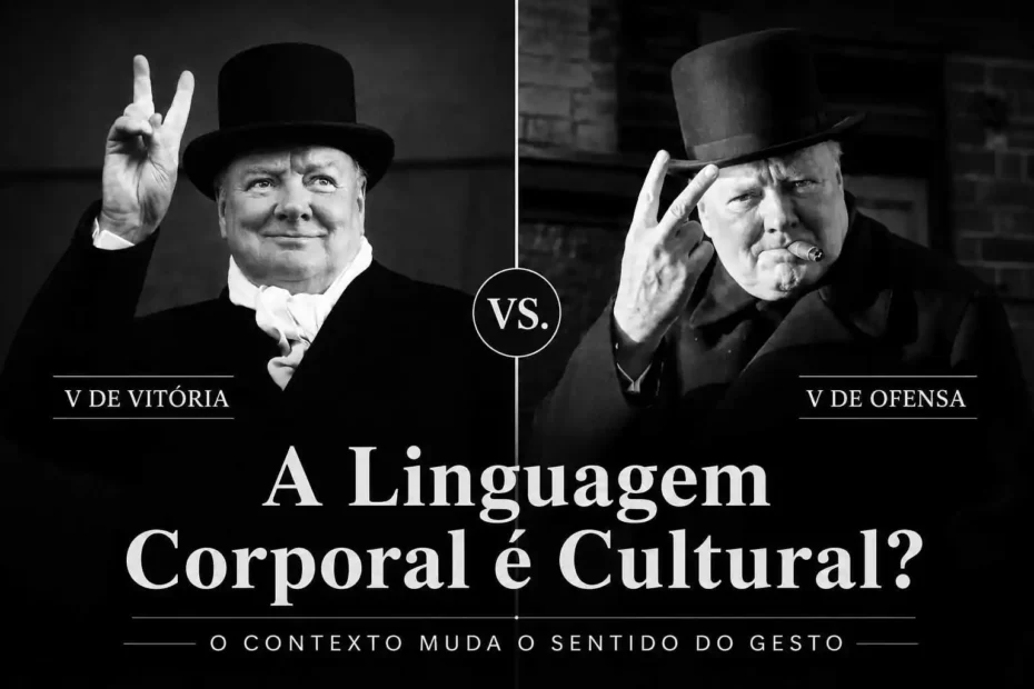 A linguagem corporal não funciona como dicionário universal. Um mesmo gesto pode significar vitória, ofensa ou outra coisa conforme o contexto.