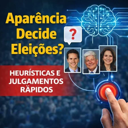 Capa quadrada de vídeo sobre aparência física, heurísticas cognitivas e decisão eleitoral sob racionalidade limitada.