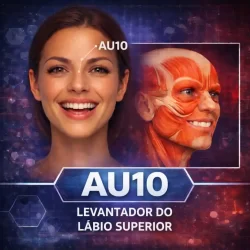 AU10 na anatomia facial mostrando o levantador do lábio superior segundo o FACS e sua relação com microexpressões e leitura emocional