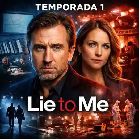 Imagem promocional da série Lie to Me representando análise comportamental, microexpressões e interpretação da mentira.