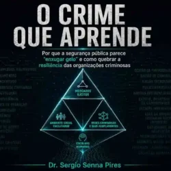 Capa do livro O Crime que Aprende, do Dr. Sergio Senna Pires, sobre a resiliência das organizações criminosas e falhas na segurança pública