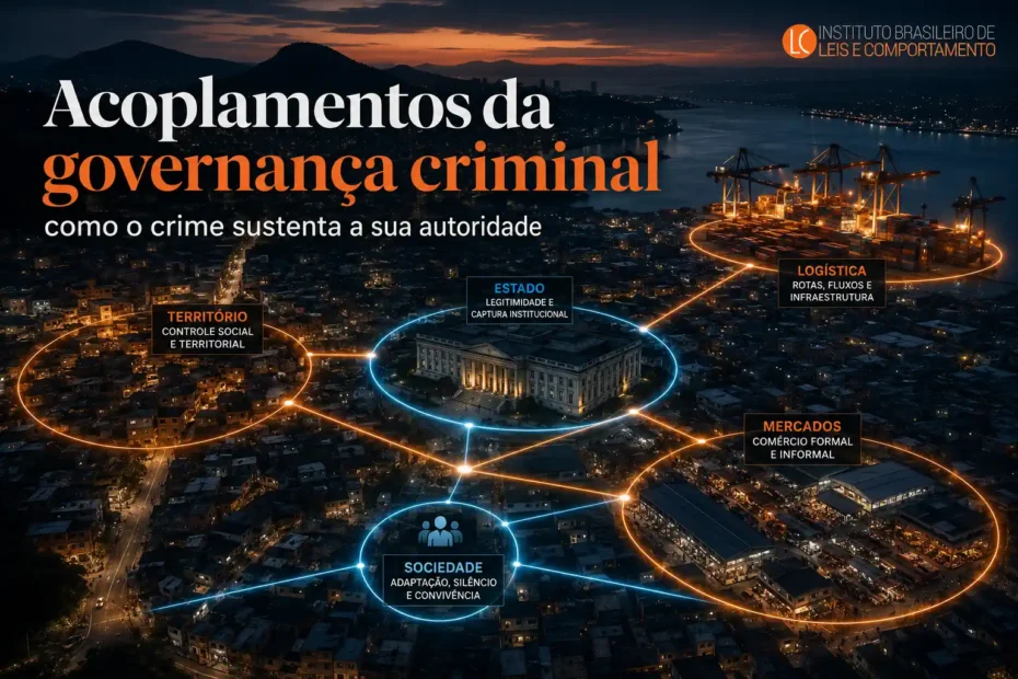 Mapa urbano mostra acoplamentos da governança criminal entre território, Estado, mercados, logística e sociedade.