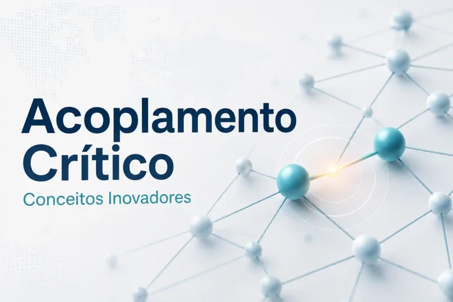 Acoplamento crítico representado por uma rede de conexões, com uma ligação destacada como relação sensível no sistema.