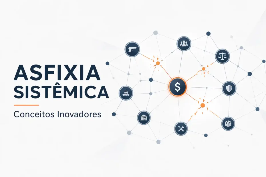 Asfixia sistêmica do crime organizado representada por uma rede de acoplamentos críticos e conexões sob pressão.